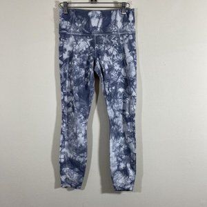 Athleta Salutation 7/8 Leggings Silver Bells Tie Dye Gray White Size S